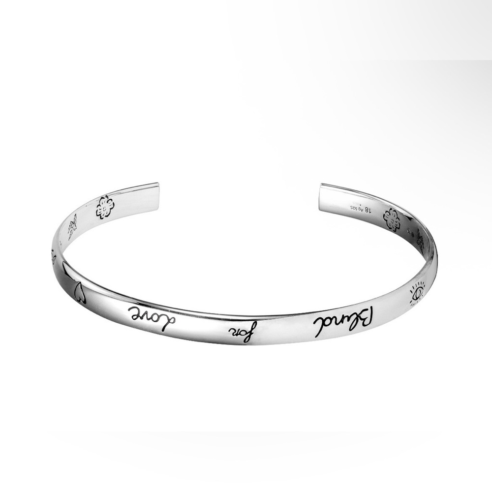 Gucci Blind for Love Silver Bangle Bracelet Ag925